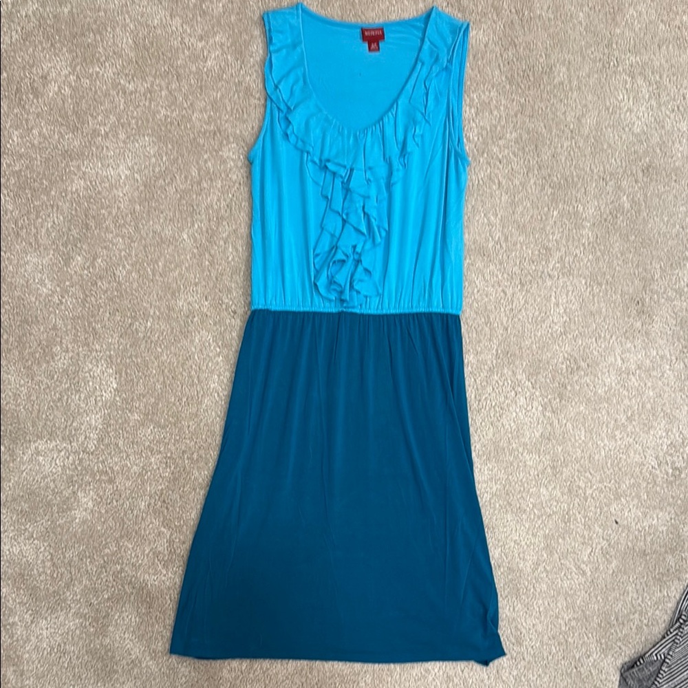Blue Sleeveless Ruffle Dress